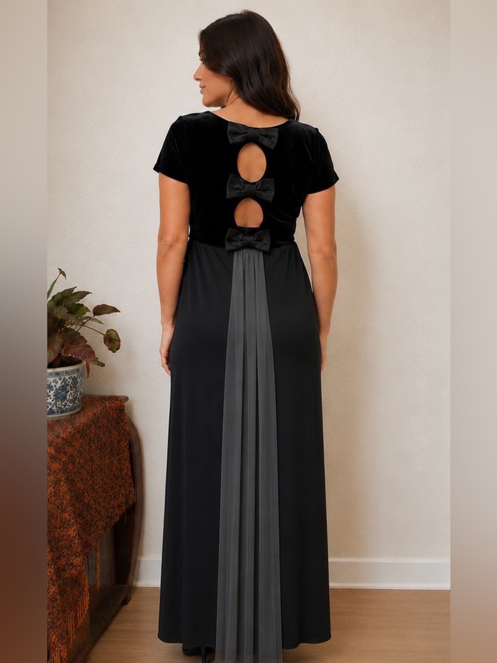 Vintage Jeffrey & Dara Evenings by Tom Barra Black Maxi Dress